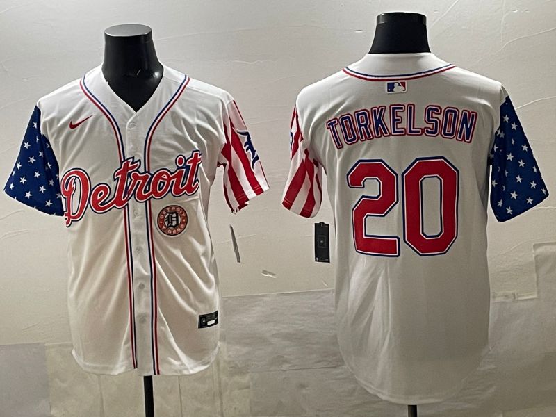 Men Detroit Tigers 20 Torkelson White National Flags 2025 Nike MLB Jersey style 07